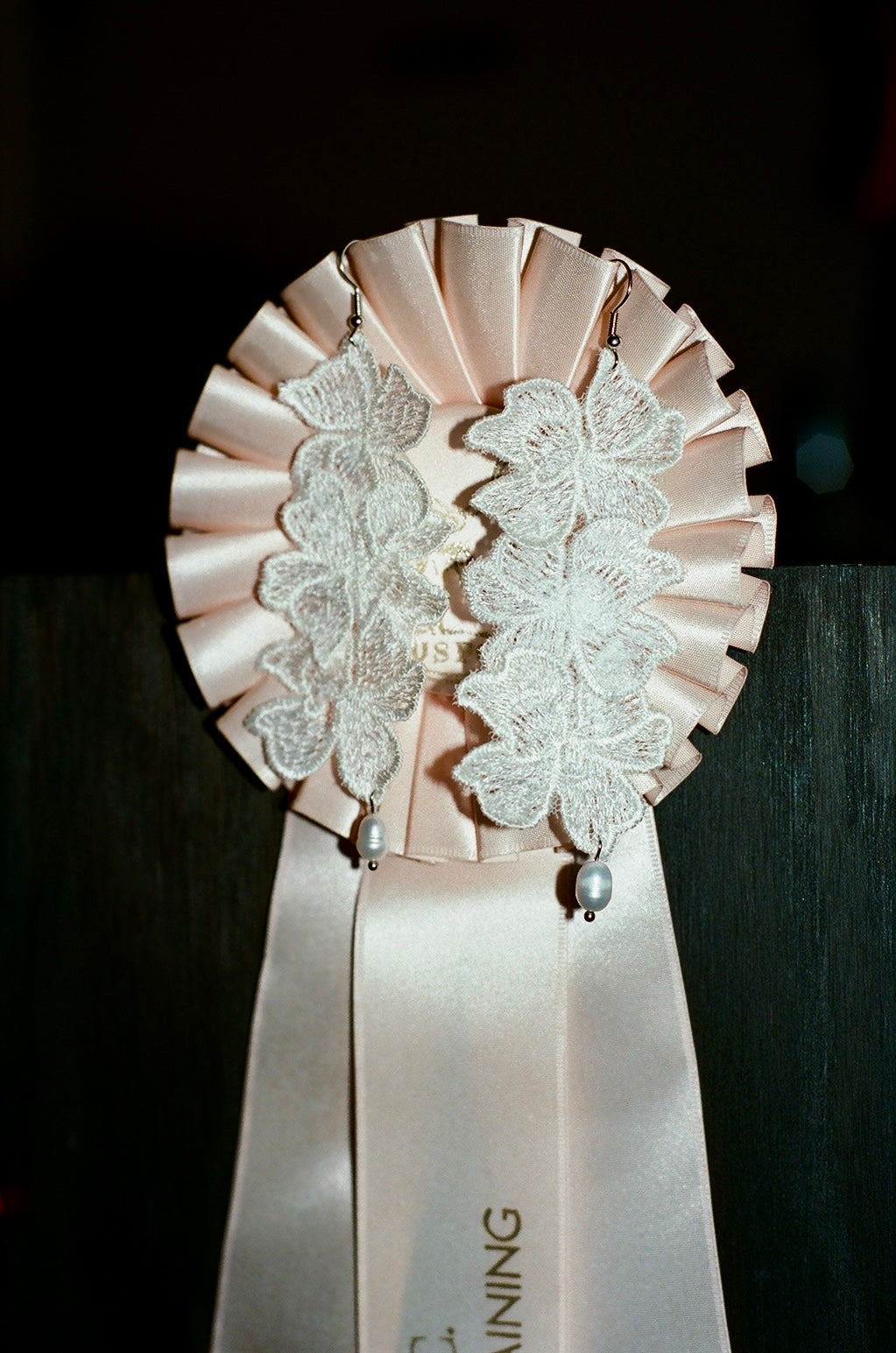 Lace Applique Pearl Earrings