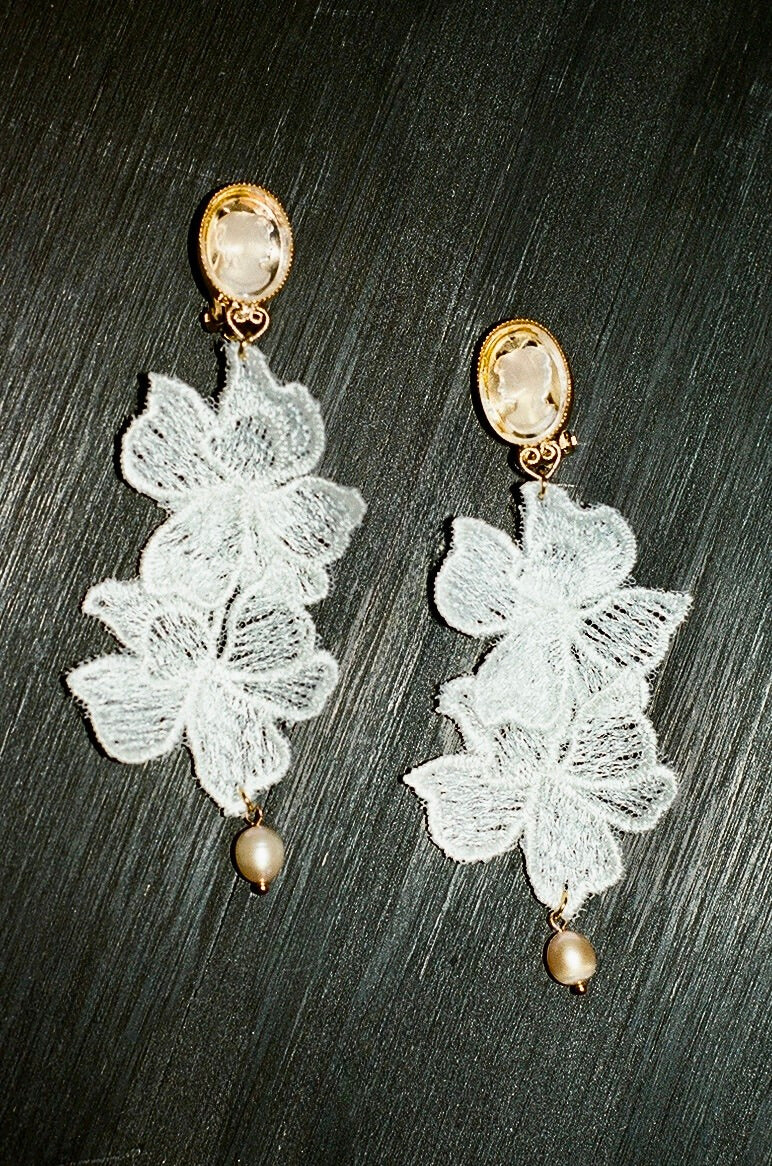 Cameo Lace Applique Earrings