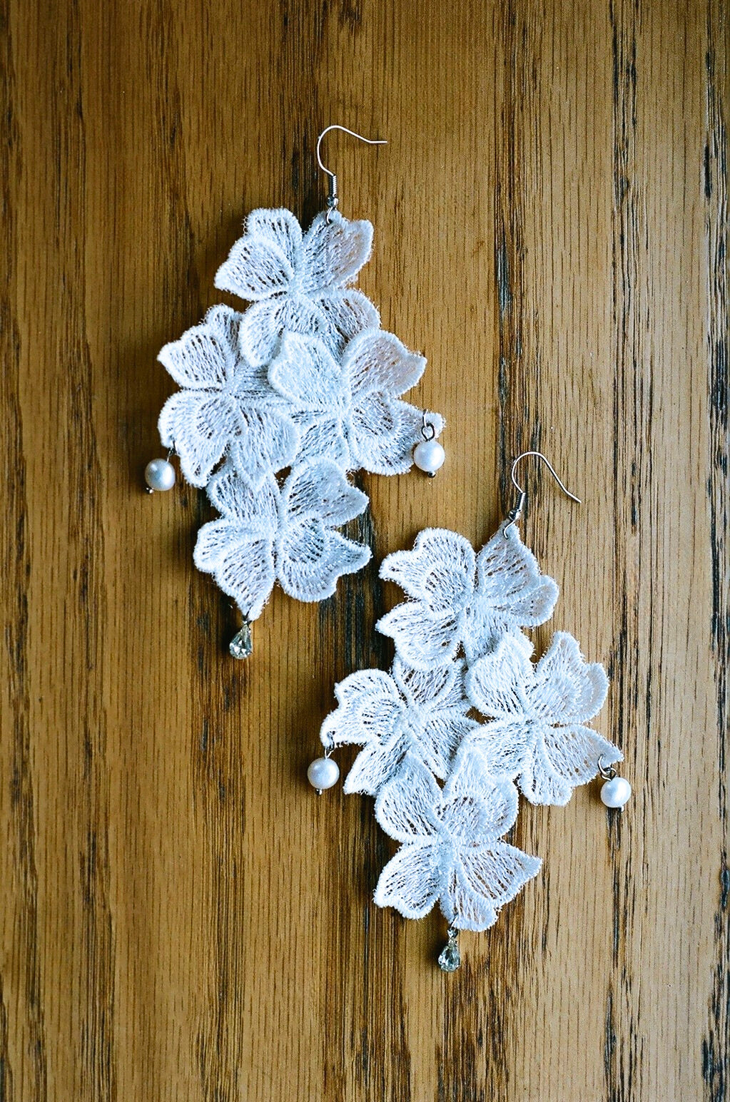 Lace Applique Jewel Drop Earrings