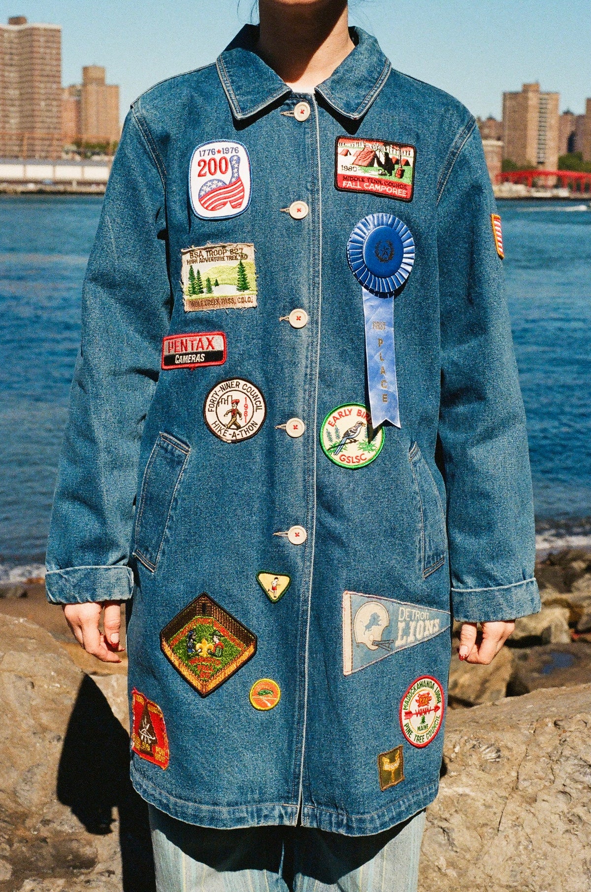 Early Bird Vintage Patch Collage Jacket - Size Medium