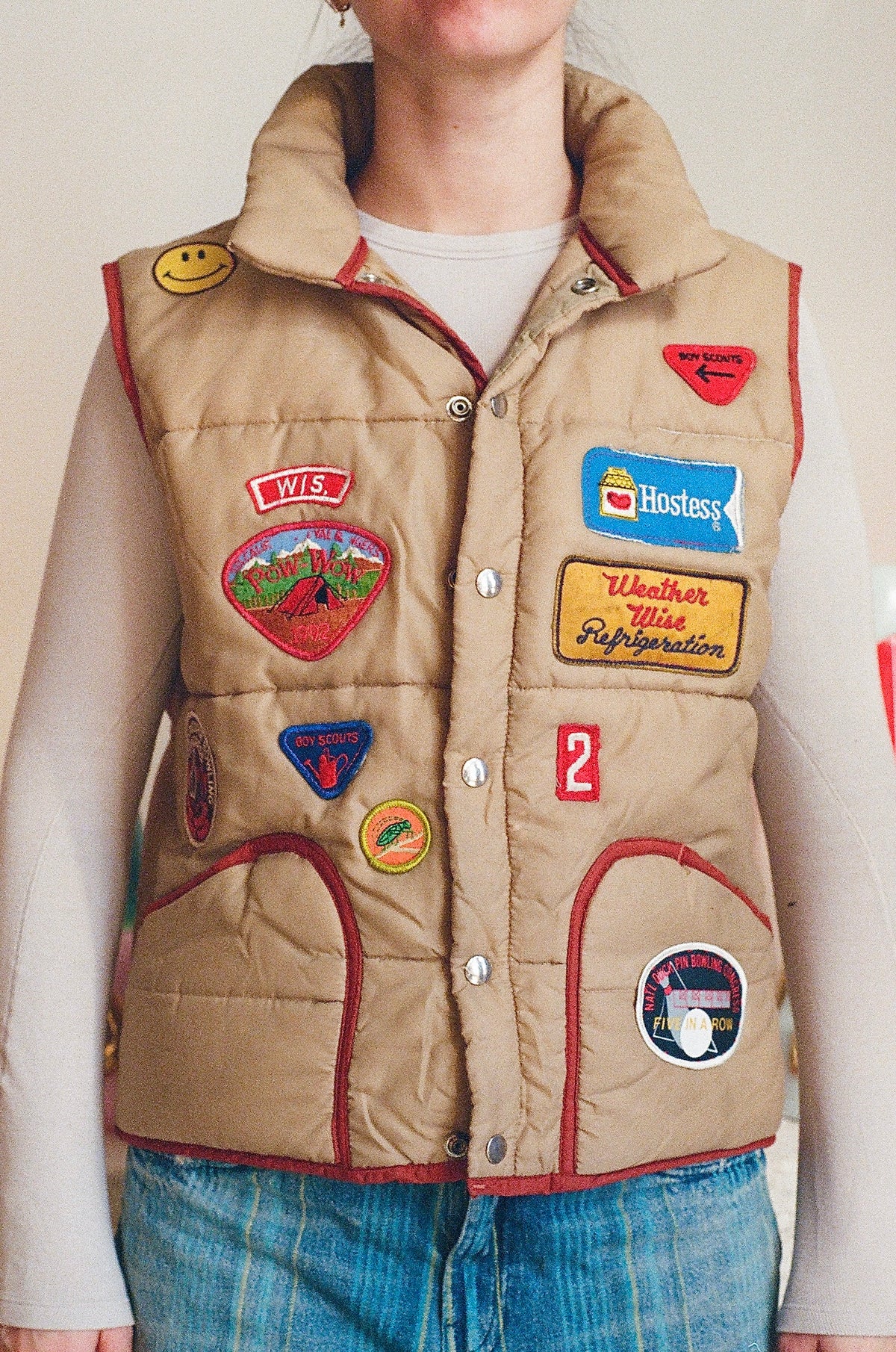 Sunbuster Vintage Patch Collage Vest - Size Small