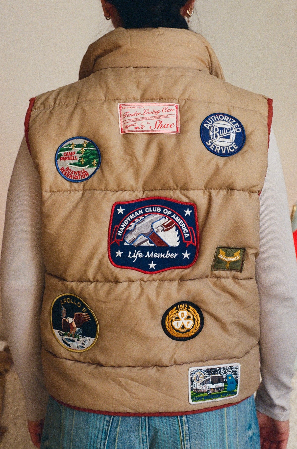 Sunbuster Vintage Patch Collage Vest - Size Small