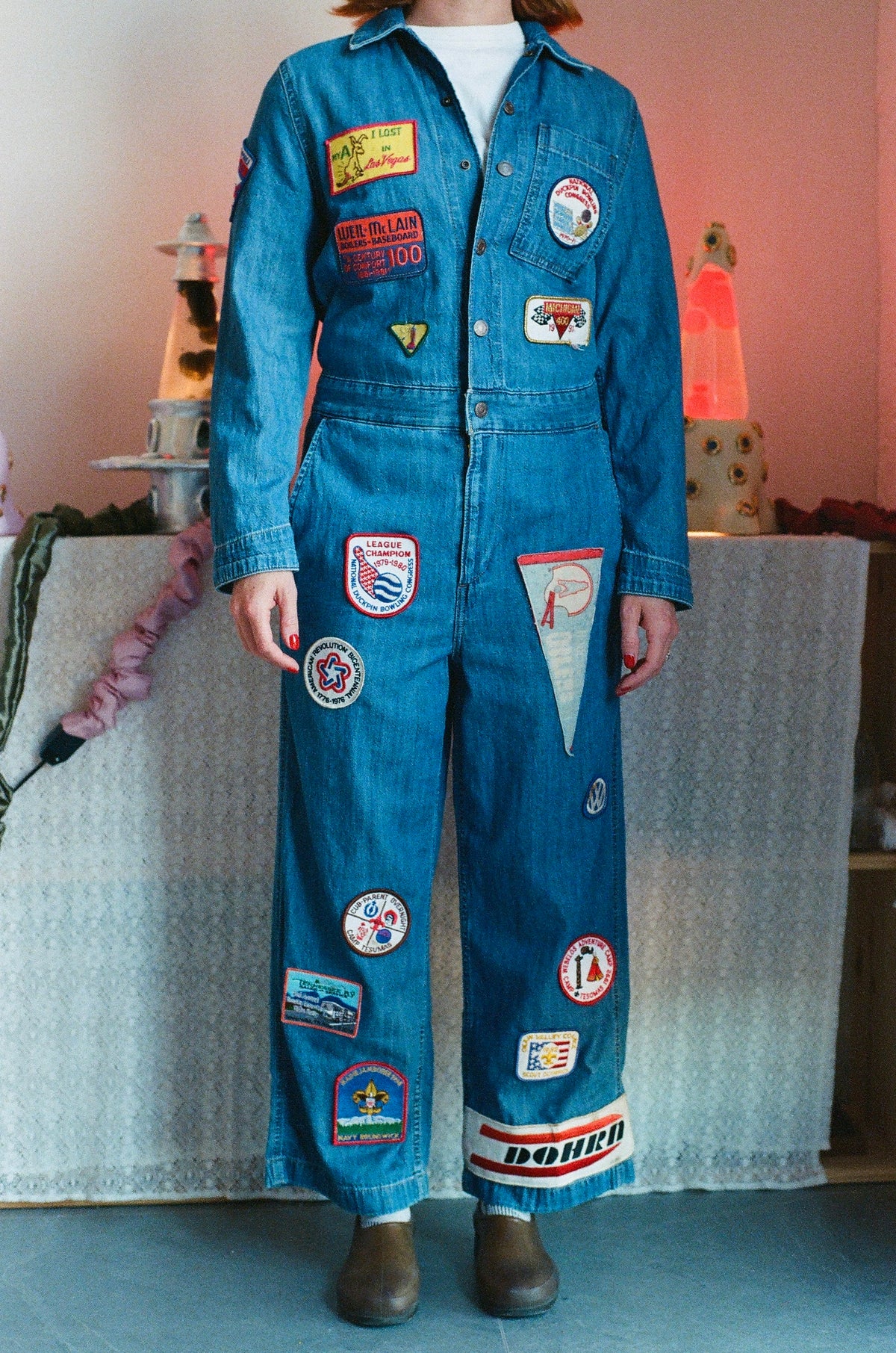Las Vegas Vintage Patch Collage Coveralls - Size X-Small
